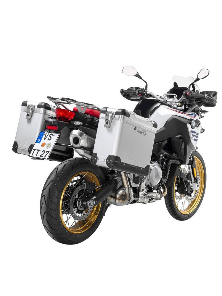 Zestaw: kufry boczne z anodowanego aluminium "And-S" Zega Pro + stelaże czarne Touratech BMW F850GS/ Adventure/ F750GS/ F900GS Adventure/ F800GS (24-) (31+38L)