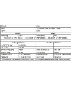 Zestaw obniżający wysokość motocykla -30 mm Touratech do KTM 790 Adventure R (19-)