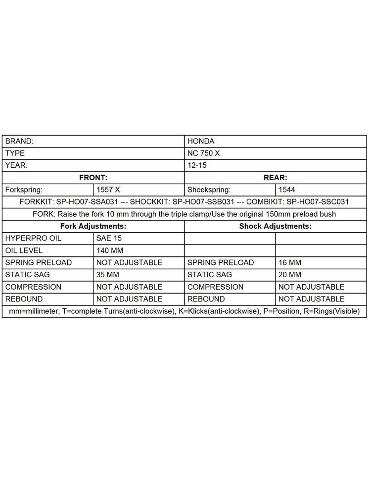 Zestaw sprężyn progresywnych przedniego zawieszenia widelca Touratech do Honda NC750X (12-15)