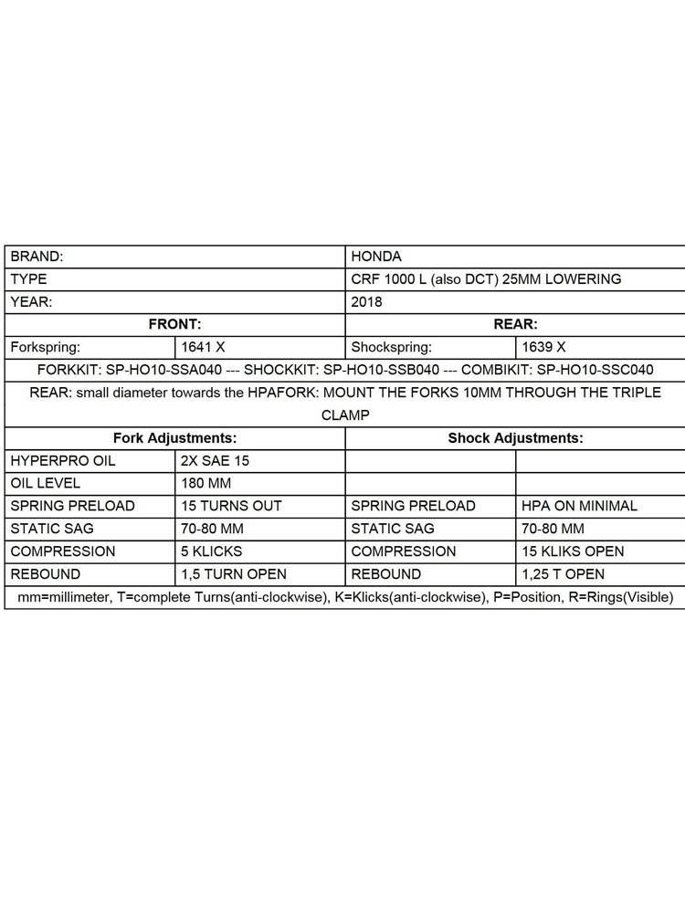 Zestaw obniżający wysokość motocykla -25 mm Touratech do Honda CRF1000L Africa Twin (18-)