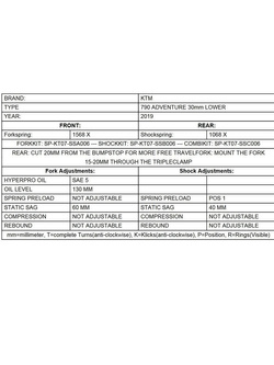 Zestaw obniżający wysokość motocykla -30 mm Touratech do KTM 790 Adventure (19-)