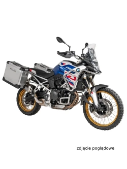 Zestaw: kufry boczne aluminiowe srebrne Zega Pro + stelaże czarne Touratech BMW F 900 GS (24-) [poj.: 31+38l]