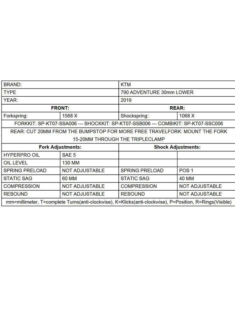 Zestaw obniżający wysokość motocykla -30 mm Touratech do KTM 790 Adventure (19-)