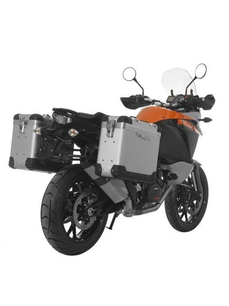 Zestaw: kufry boczne z anodowanego aluminium "And-S" Zega Pro + stelaże czarne Touratech KTM 1050 Adventure/ 1090 Adventure/ 1290 Super Adventure (-20)/1190 Adventure/R (31+38L)