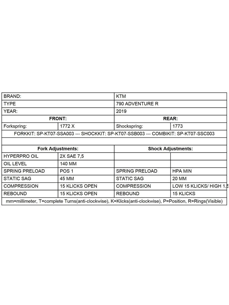 Zestaw sprężyn progresywnych przedniego zawieszenia widelca Touratech do KTM 790 Adventure R (19-)