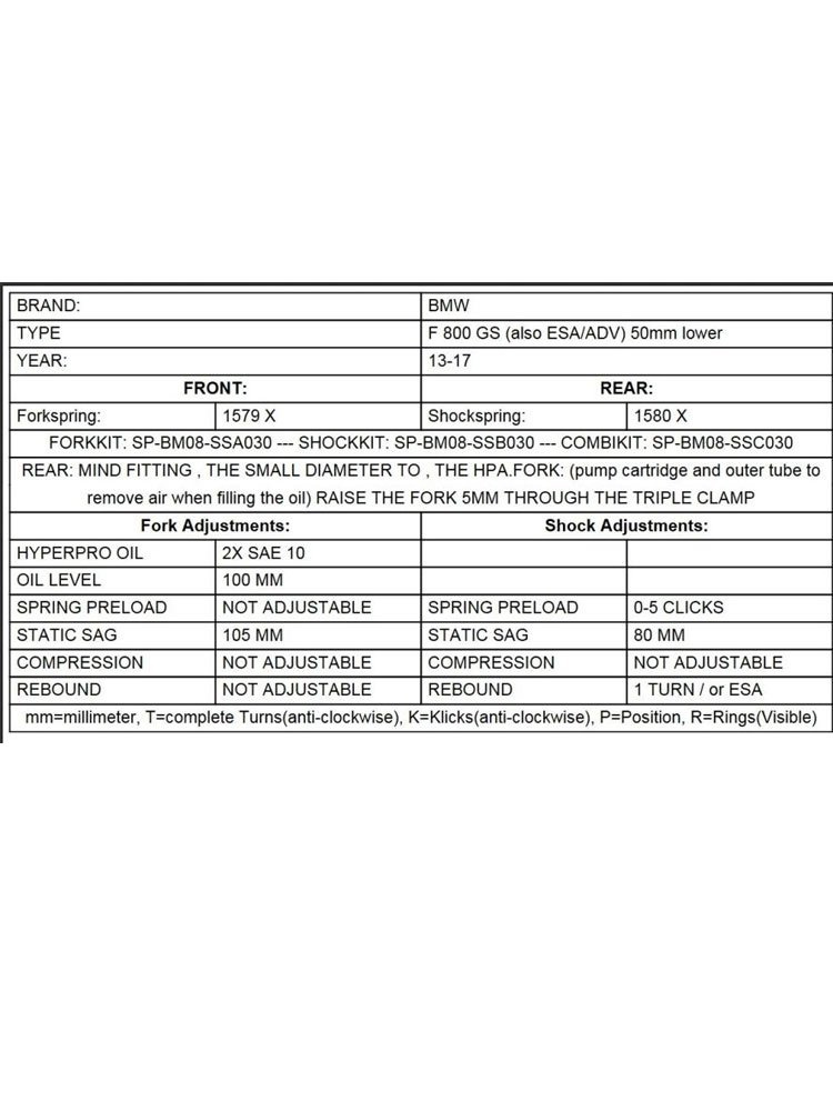 Zestaw obniżający wysokość motocykla -50mm Touratech do BMW F800GS / Adventure (13-)
