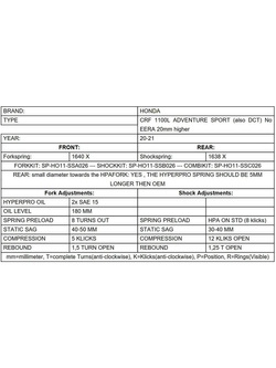 Zestaw podwyższający wysokość motocykla Touratech Honda CRF1100L Africa Twin Adventure Sports (bez EERA) (20-21) [+20 mm]