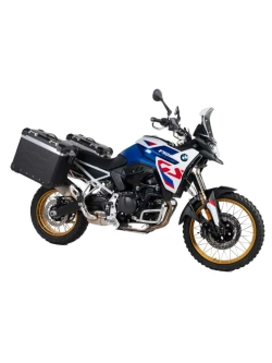 Zestaw: kufry boczne czarne Zega Evo X + stelaże srebne Touratech BMW F 900 GS (24-) [poj.: 45+45l]