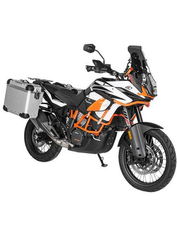 Zestaw: kufry boczne z anodowanego aluminium srebrne Zega Evo X + stelaże czarne Touratech KTM 1050 Adventure/ 1090 Adventure/ 1290 Super Adventure/ 1190 Adventure/R (2 x 38L)