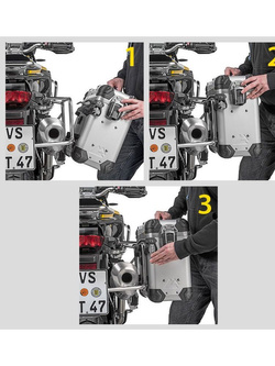 Zestaw: kufry boczne z anodowanego aluminium srebrne "And-S" Zega Evo + stelaże czarne Touratech BMW R1250GS/ R1250GS Adventure/ R1200GS (13-)/ R1200GS Adventure (14-) (31+38L)
