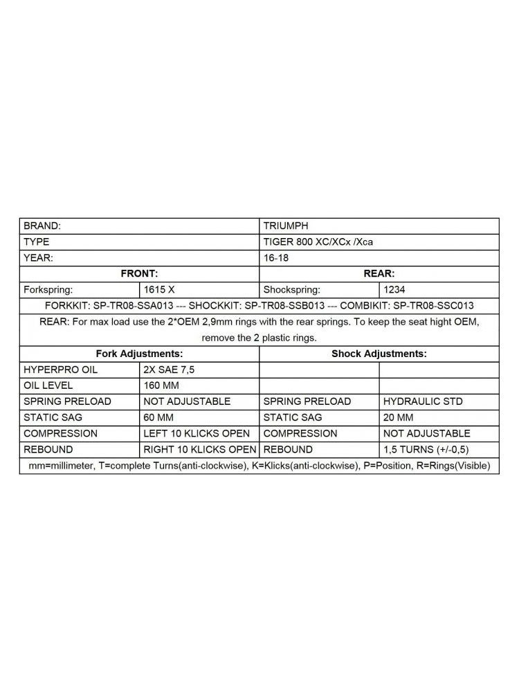 Zestaw sprężyn progresywnych przedniego zawieszenia widelca Touratech do Triumph Tiger 800 XC / XCx / XCa (16-18)