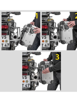 Zestaw: kufry boczne z anodowanego aluminium srebrne "And-S" Zega Evo + stelaże czarne Touratech BMW F850GS/ Adventure/ F750GS/ F900GS Adventure/ F800GS (24-) (38+45L)
