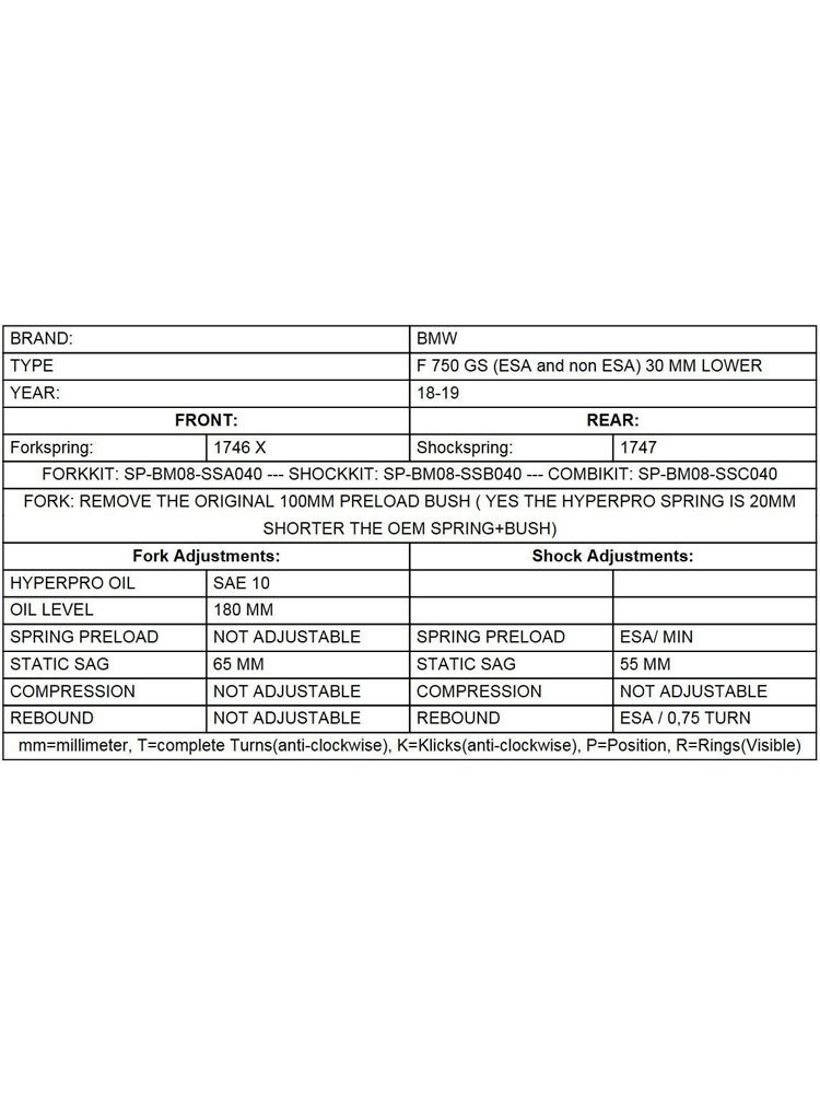 Zestaw obniżający wysokość motocykla Touratech do BMW F750GS (18-) -30mm