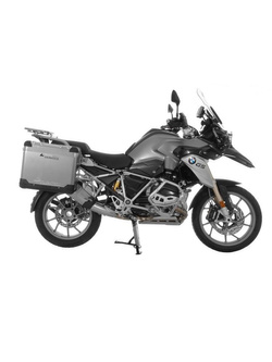 Zestaw: kufry boczne aluminiowe srebrne Zega Pro + stelaże srebrne Touratech BMW R1250GS/ R1250GS Adventure/ R1200GS (13-)/ R1200GS Adventure (14-) (38+45L)