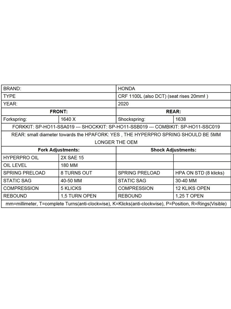 Zestaw podwyższający wysokość motocykla Touratech do Honda CRF1100L Africa Twin (20-) +20mm
