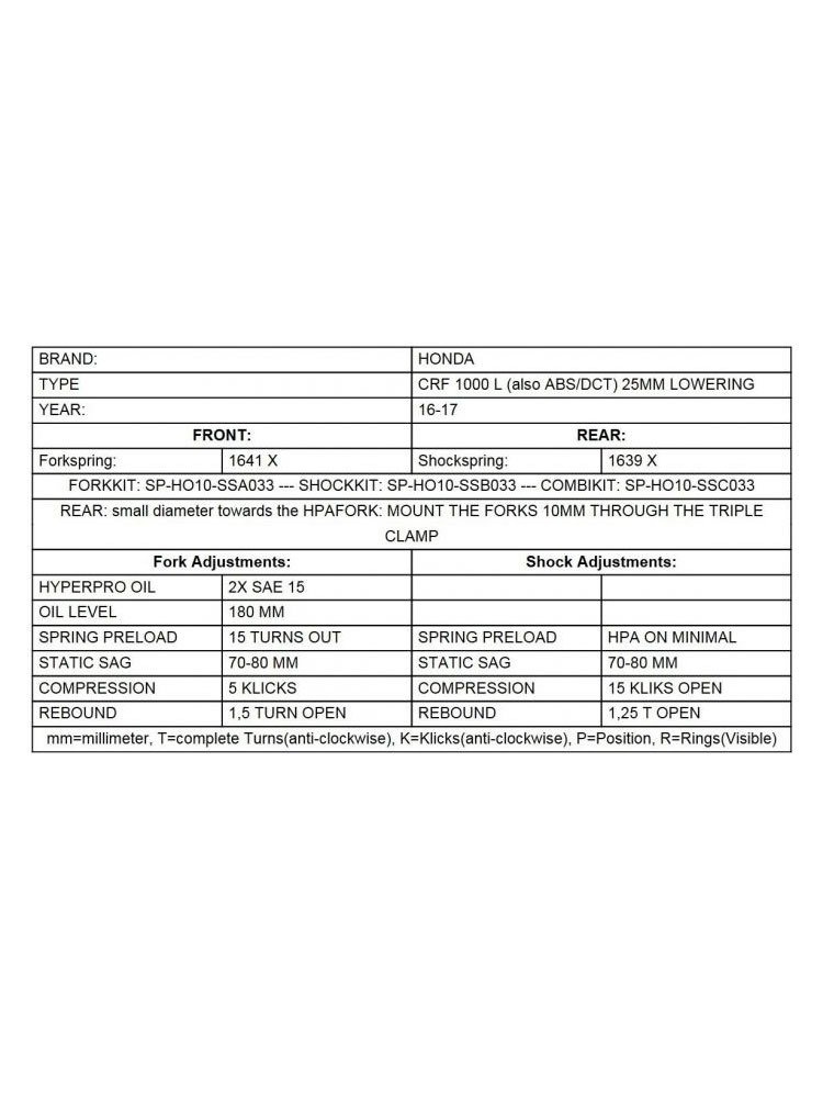 Zestaw obniżający wysokość motocykla -25 mm Touratech do Honda CRF1000L Africa Twin (15-17)