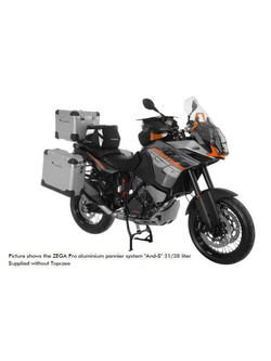 Zestaw: kufry boczne z anodowanego aluminium czarne Zega Pro + stelaże srebrne Touratech KTM 1050 Adventure/ 1090 Adventure/ 1290 Super Adventure (-20)/1190 Adventure/R (38+45L)