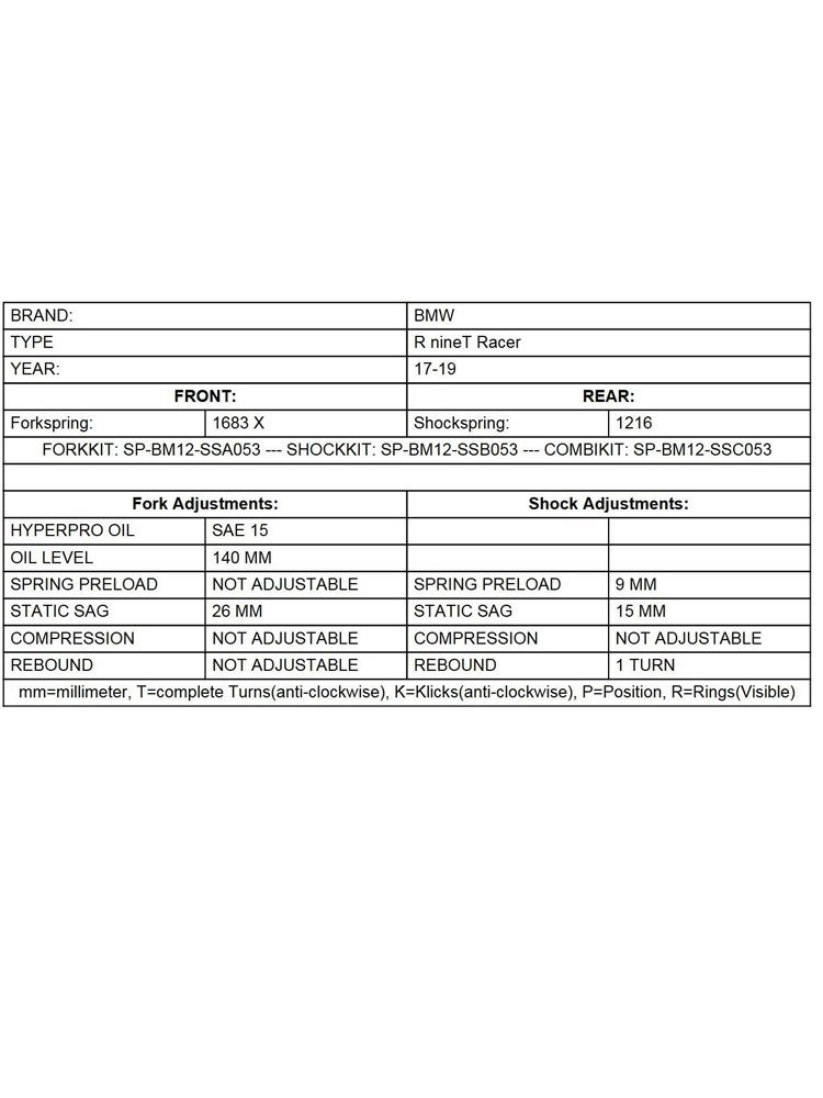 Zestaw sprężyn progresywnych przedniego zawieszenia widelca Touratech Black-T do BMW RnineT Racer (17-)