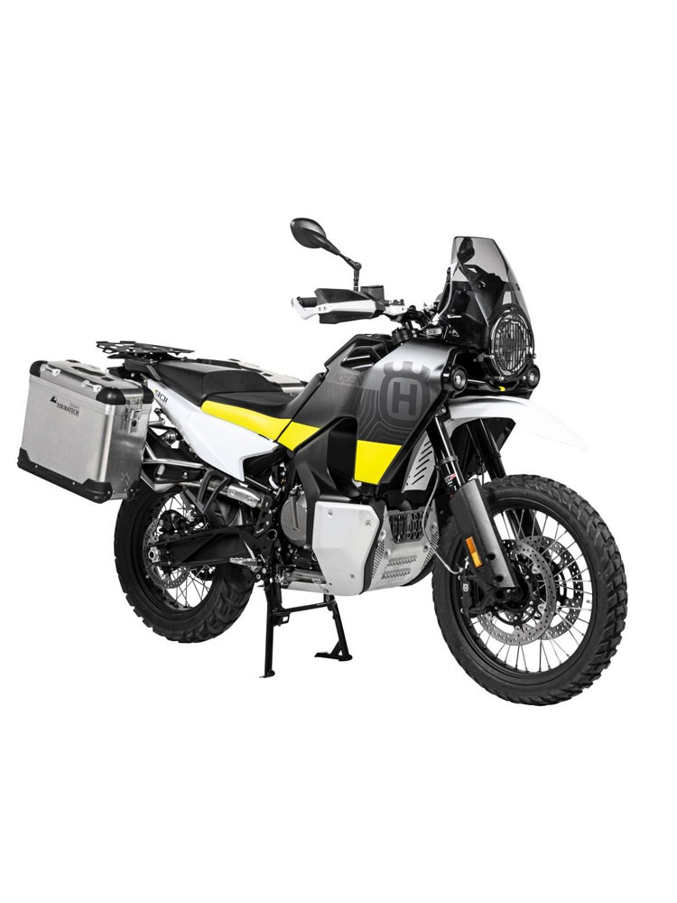 Zestaw: kufry boczne aluminiowe srebrne Zega Pro + stelaże srebrne Touratech Husqvarna Norden 901/ Expedition, KTM Adventure 890/ R/ 790/ R (31+38L)