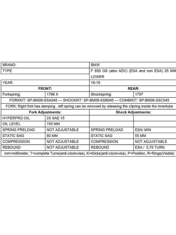 Zestaw obniżający wysokość motocykla -25 mm Touratech do BMW F850GS / BMW F850GS Adventure (18-)