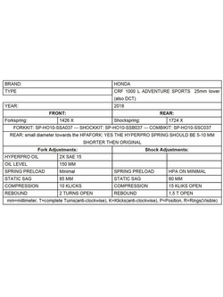 Zestaw obniżający wysokość motocykla -25 mm Touratech do Honda CRF1000L Africa Twin Adventure Sports (18-)