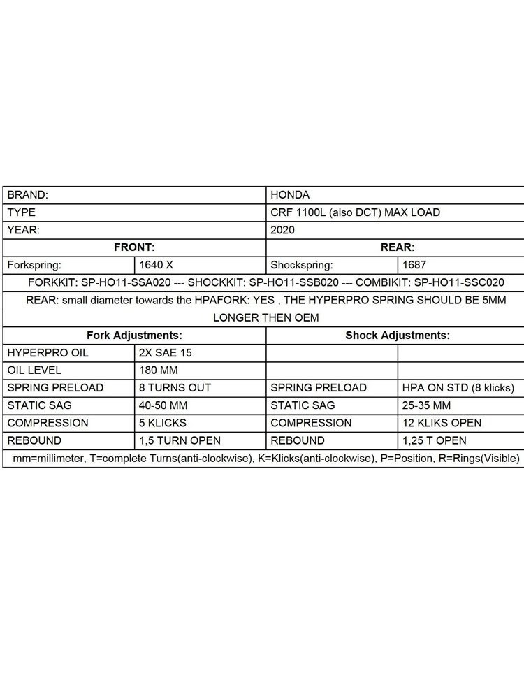 Zestaw podwyższający wysokość motocykla Touratech do Honda CRF1100L Africa Twin (20-) maksymalne obciążenie