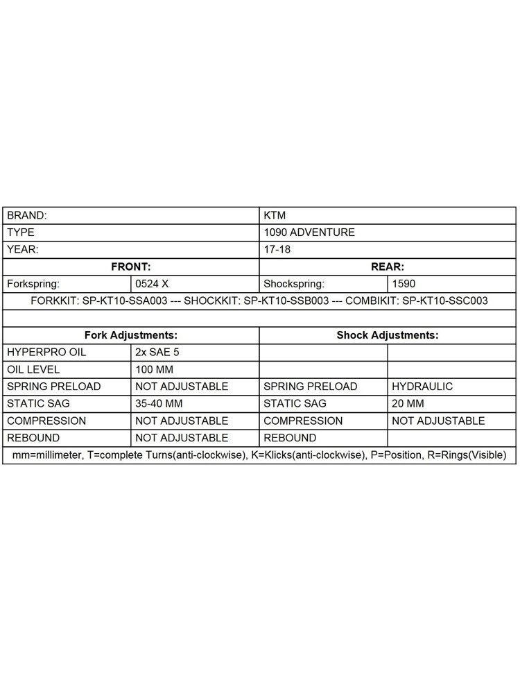 Zestaw sprężyn progresywnych przedniego zawieszenia widelca Touratech do KTM 1090 Adventure (17-18)