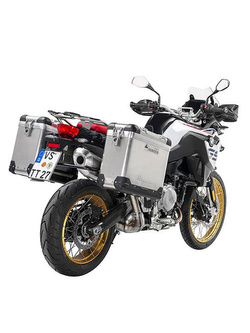 Zestaw: kufry boczne aluminiowe srebrne Zega Pro + stelaże czarne Touratech BMW F850GS/ Adventure/ F750GS/ F900GS Adventure/ F800GS (24-) (31+38L)