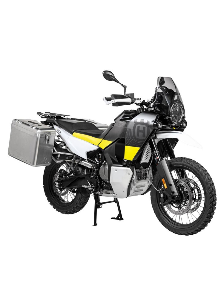 Zestaw: kufry boczne srebrne Zega Mundo + stelaże srebrne Touratech Husqvarna Norden 901/ Expedition, KTM Adventure 890/ R/ 790/ R (38+45L)