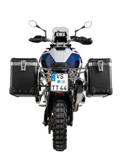 Zestaw: kufry boczne czarne "And-Black" Zega Pro + stelaże srebrne Touratech BMW F 900 GS (24-) [poj.: 38+45l]