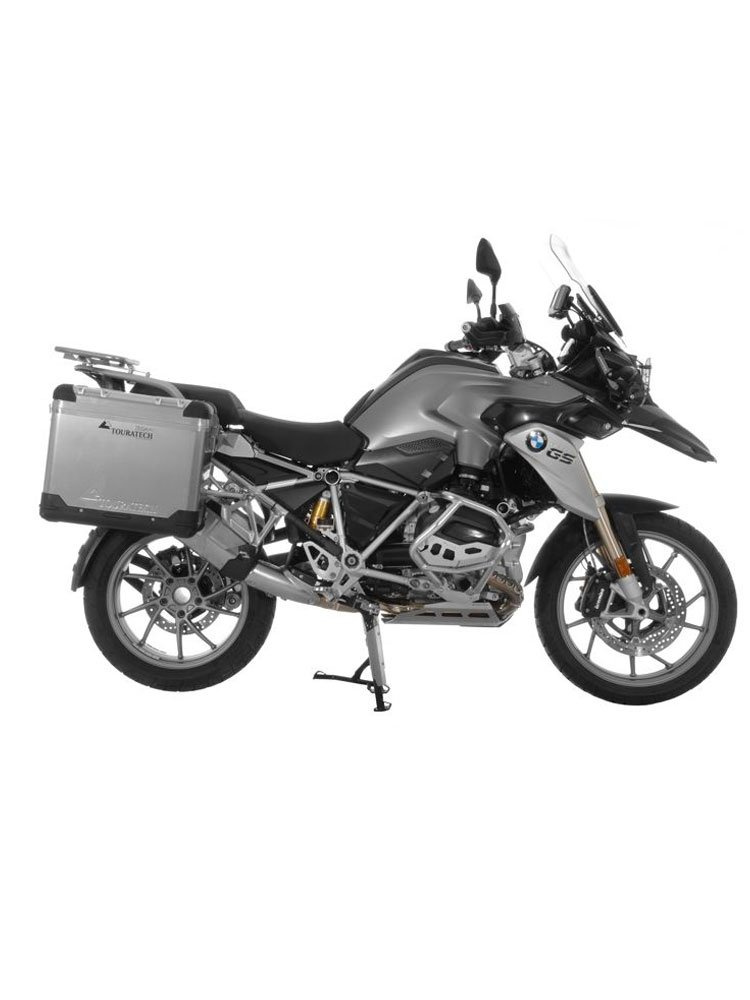 Zestaw: kufry boczne aluminiowe srebrne Zega Pro + stelaże srebrne Touratech BMW R1250GS/ R1250GS Adventure/ R1200GS (13-)/ R1200GS Adventure (14-) (31+38L)
