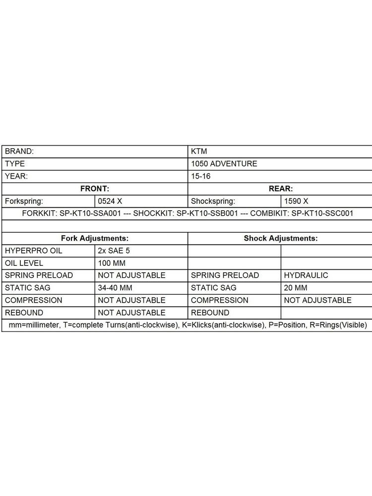Zestaw sprężyn progresywnych przedniego zawieszenia widelca Touratech do KTM 1050 Adventure (15-)