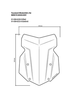 Szyba motocyklowa przezroczysta L Touratech BMW R1250GS/ R1250GS Adventure/ R1200GS (LC)/ R1200GS Adventure (LC)