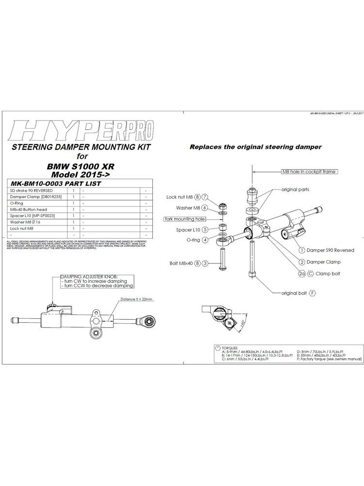 Amortyzator skrętu CSC Touratech do BMW S1000XR (15-17)