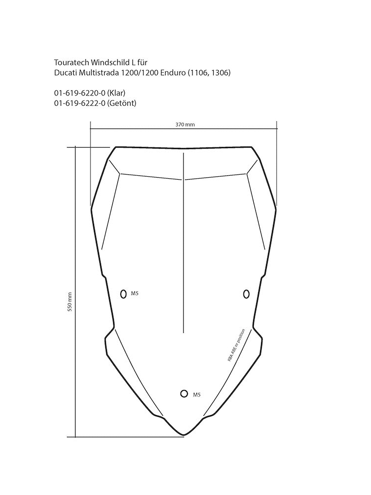 Szyba motocyklowa przezroczysta L Touratech Ducati Multistrada 1200 (15-18)/ 950