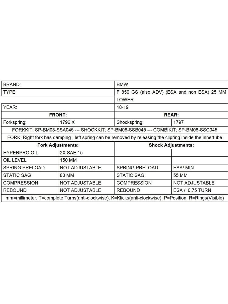 Zestaw obniżający wysokość motocykla Touratech do BMW F850GS/F850GS Adventure (18-) -25mm