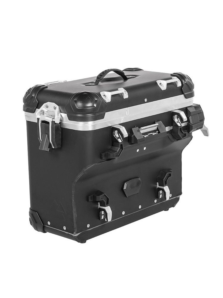 Zestaw: kufry boczne z anodowanego aluminium czarne Zega Evo X + stelaże srebne Touratech BMW F850GS/ Adventure/ F750GS/ F900GS Adventure/ F800GS (24-) (2 x 45L)