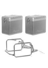 Zestaw: kufry boczne srebrne Zega Mundo + stelaże srebrne Touratech BMW R 1300 GS (23-) [poj.: 45+45l]