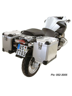Zestaw: kufry boczne z anodowanego aluminium "And-S" Zega Pro + stelaże srebrne Touratech BMW R1200GS (04-12)/ R1200GS Adventure (05-13) (38+45L)