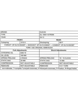 Zestaw sprężyn progresywnych przedniego zawieszenia widelca Touratech do Suzuki V-Strom DL 1000 (04-13)