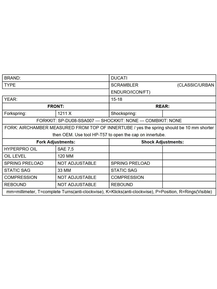 Zestaw sprężyn progresywnych przedniego zawieszenia widelca Touratech Black-T do Ducati Scrambler (15-)