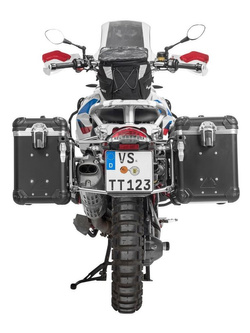 Zestaw: kufry boczne z anodowanego aluminium czarne "And-Black" Zega Evo + stelaże srebrne Touratech BMW R1200GS (-12)/R1200GS Adventure (-13) (38+45L)
