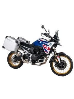 Zestaw: kufry boczne srebrne Zega Evo X + stelaże srebne Touratech BMW F 900 GS (24-) [poj.: 38+38l]