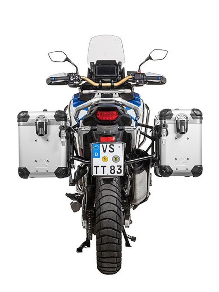 Zestaw: kufry boczne z anodowanego aluminium srebrne "And-S" Zega Evo + stelaże czarne Touratech Honda CRF1100L Africa Twin (22-)/ Adventure Sports (38+45L)