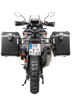Zestaw: kufry boczne czarne "And-Black" Zega Evo + stelaże srebrne Touratech KTM Super Adventure 1290 S/R (21-) [poj.: 38+45l]