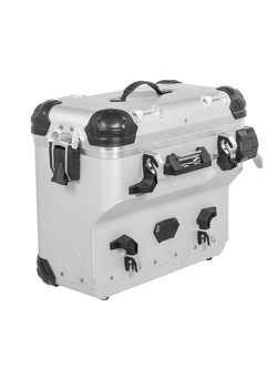 Zestaw: kufry boczne z anodowanego aluminium srebrne Zega Evo X + stelaże czarne Touratech KTM 1050 Adventure/ 1090 Adventure/ 1290 Super Adventure/ 1190 Adventure/R (2 x 38L)