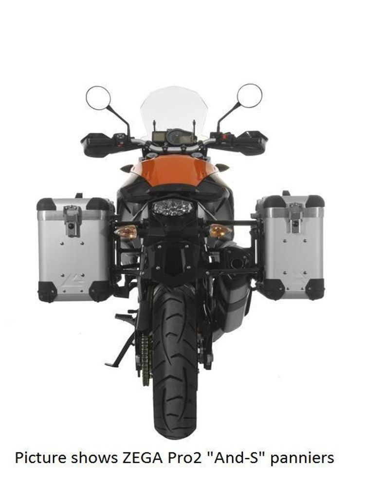 Zestaw: kufry boczne z anodowanego aluminium "And-S" Zega Pro + stelaże czarne Touratech KTM 1050 Adventure/ 1090 Adventure/ 1290 Super Adventure (-20)/1190 Adventure/R (31+38L)