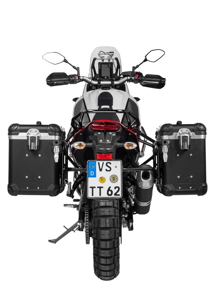 Zestaw: kufry boczne z anodowanego aluminium czarne "And-Black" Zega Evo + stelaże czarne Touratech Yamaha Tenere 700 / World Raid (38+45L)