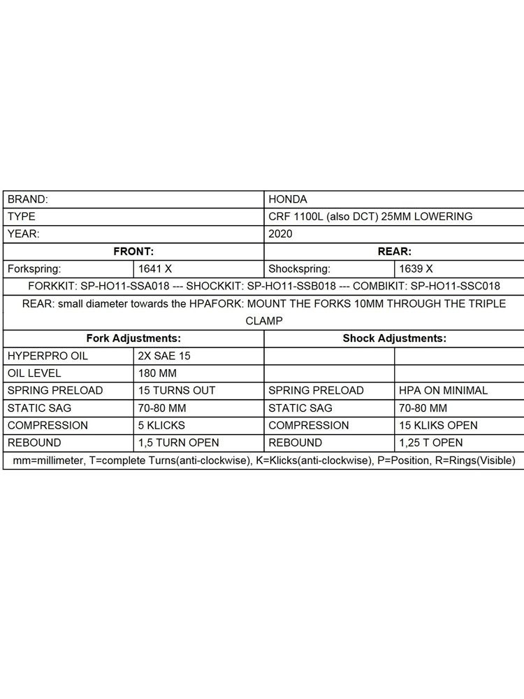 Zestaw obniżający wysokość motocykla -25 mm Touratech do Honda CRF1100 Africa Twin (20-)