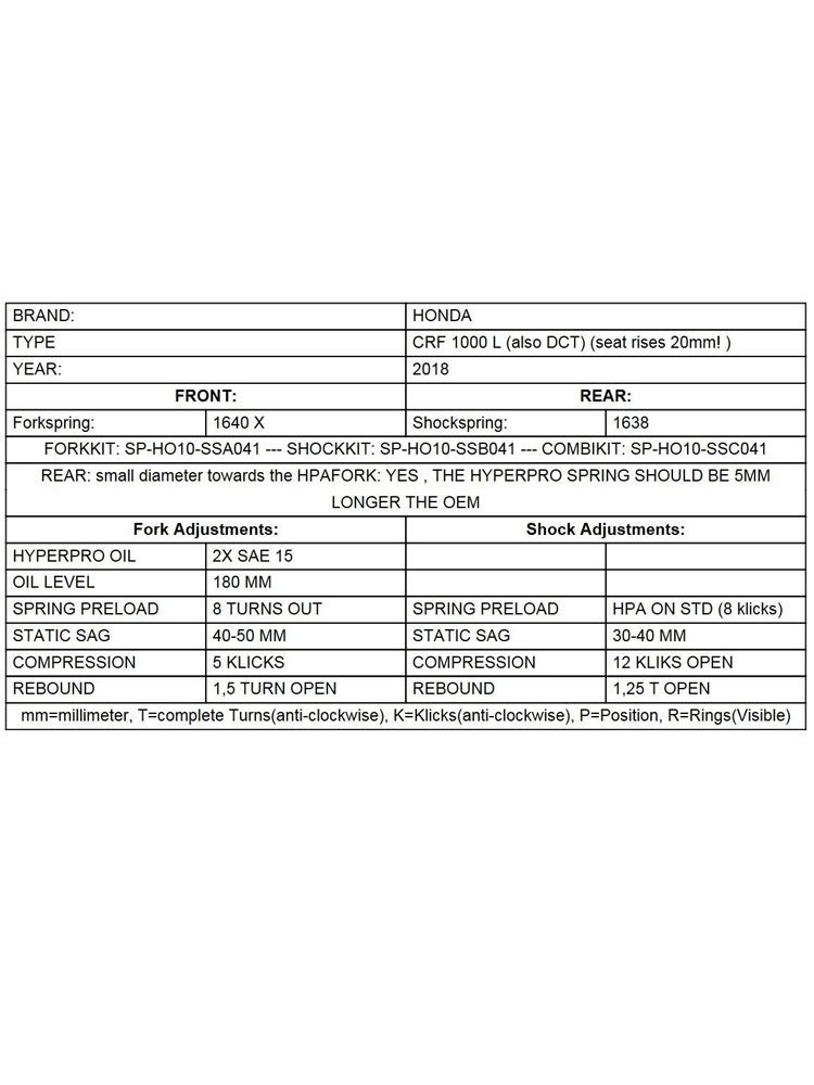 Zestaw podwyższający wysokość motocykla Touratech do Honda CRF1000L Adventure Sports (18-) +20mm